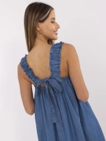 Ciemnoniebieska maxi sukienka z cienkiego jeansu