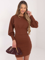 Brązowa sukienka prążkowana Leticia RUE PARIS