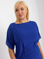 Hurt Kobaltowa mini sukienka plus size z gumką w pasie