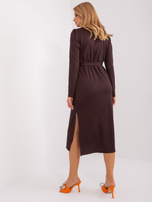 Hurt Ciemnobrązowa sukienka koktajlowa z paskiem