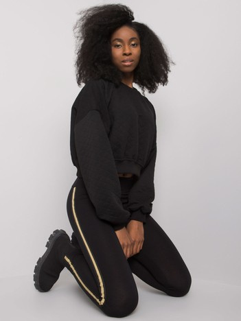 Czarne legginsy damskie z lampasami Elena RUE PARIS