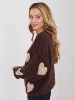 Brązowy damski sweter z domieszką moheru