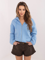 Pastelowa niebieska ocieplana bluza basic z suwakiem