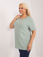 Hurt Pistacjowa bluzka plus size z okrągłym dekoltem