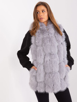 Hurt Szara rozpinana kamizelka z ekologicznego futra