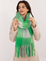 Hurtownia Zielono-szary zimowy szal z frędzlami