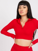 Czerwona krótka bluzka w prążek Flores RUE PARIS