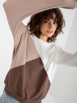 Hurt Biało-brązowa bawełniana bluza basic bez kaptura