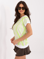 Jasnozielona damska bluzka w geometryczny wzór