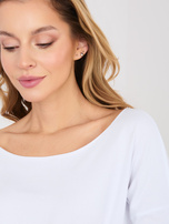 Biała damska bluzka basic z dekoltem w łódkę RUE PARIS 