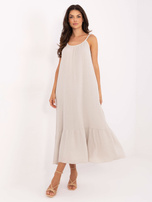 Jasnobeżowa sukienka na wiązanych ramiączkach OCH BELLA