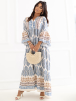 Niebieska letnia sukienka oversize we wzory