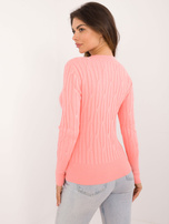 Hurt Brzoskwiniowy sweter klasyczny z okrągłym dekoltem