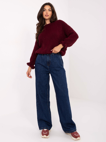 Ciemnoniebieskie damskie jeansy wide leg SUBLEVEL