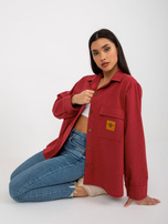 Hurt Ciemnoróżowa damska koszula wierzchnia z wełny 