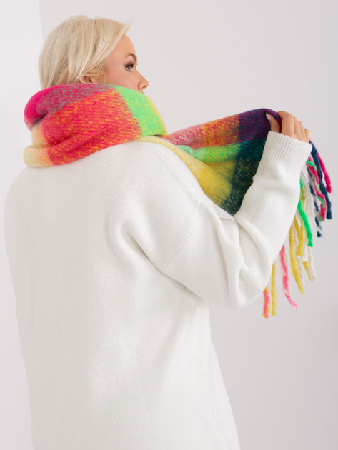 Hurtownia Różowo-zielony szal w kolorową kratę