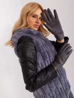 Hurt Ciemnoszare rękawiczki ze skórą ekologiczną