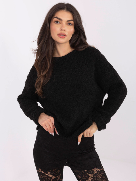 Czarny sweter boucle z domieszką alpaki