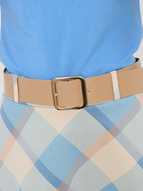 Niebieska zamszowa spódnica z paskiem