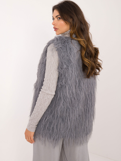 Hurt Ciemnoszara kamizelka futrzana zapinana na haftki