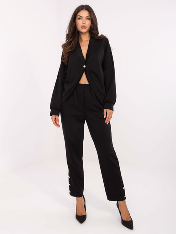 Czarny casualowy komplet ze spodniami RUE PARIS