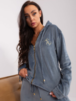 Hurt Brudnoniebieski komplet welurowy z wiskozy Melody