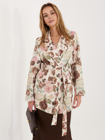 Brązowa długa marynarka z jednorzędowym zapięciem