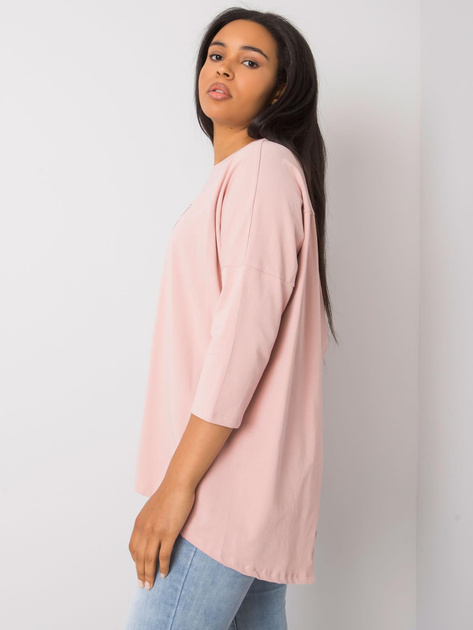 Brudnoróżowa bluzka plus size z aplikacją Luigina