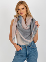 Hurtownia Szaro-jasnoróżowy szal we wzory