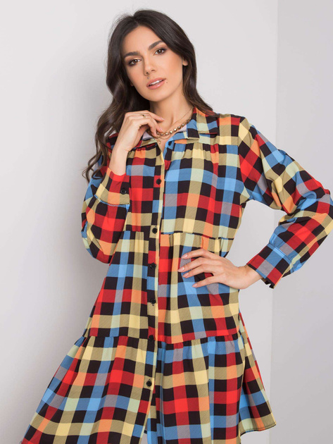 Czerwono-niebieska sukienka w kratę Jendayi