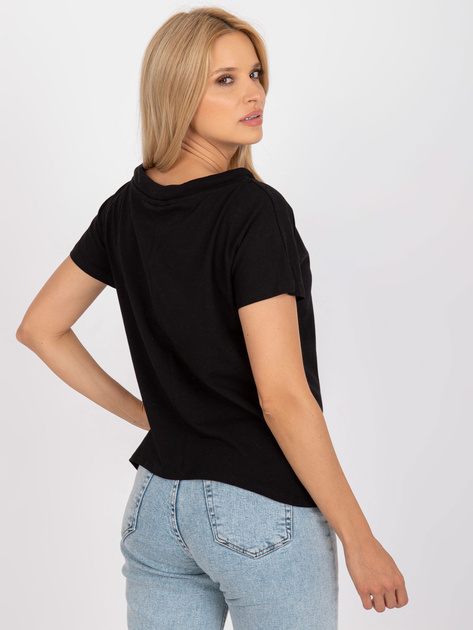 Czarna gładka bluzka basic o luźnym kroju Antonine RUE PARIS