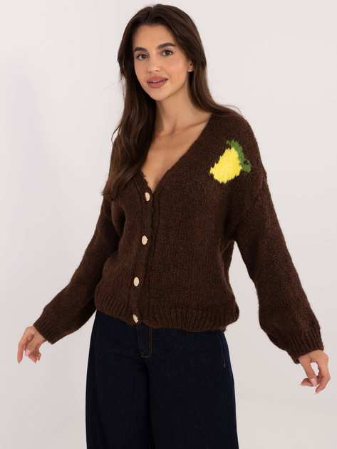 Hurt Brązowy rozpinany sweter z napisem na plecach