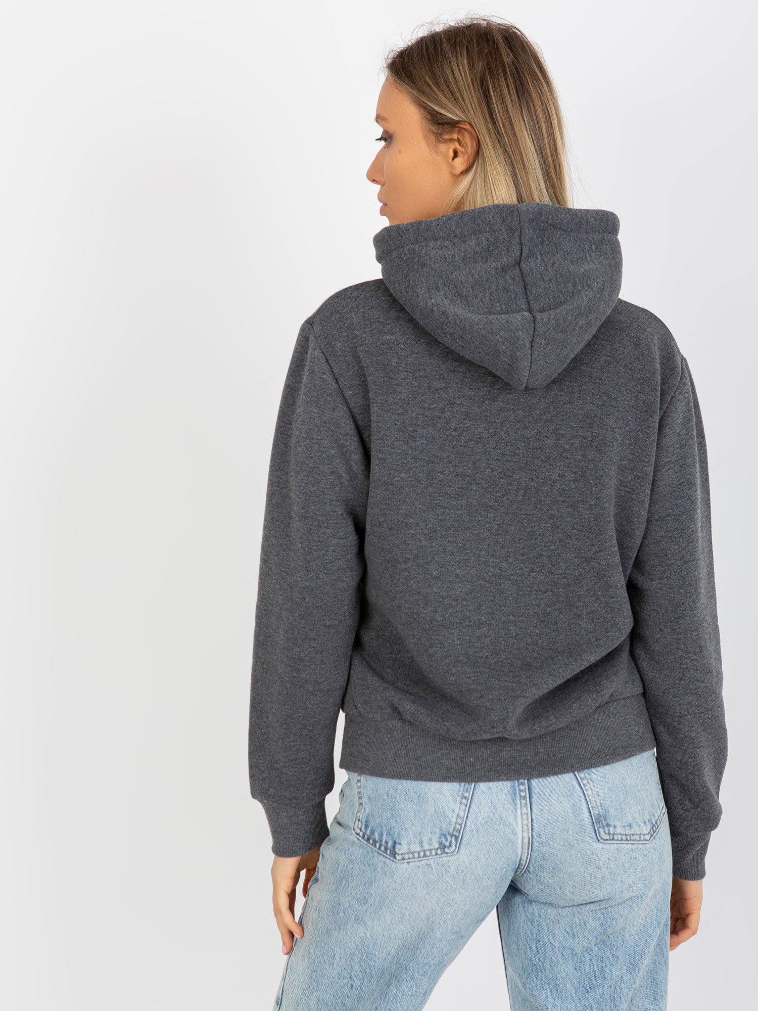 Ciemnoszara dresowa bluza basic kangurka RUE PARIS