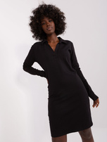 Hurtownia Czarna sukienka basic z długim rękawem RUE PARIS