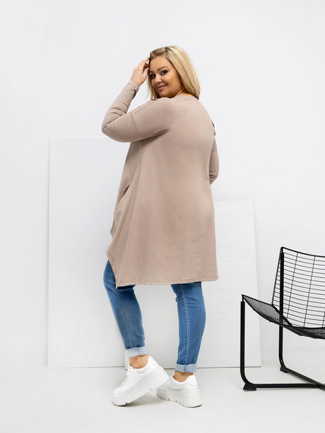 Ciemnobeżowa asymetryczna bluzka plus size