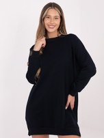 Granatowa dresowa sukienka basic ze ściągaczami