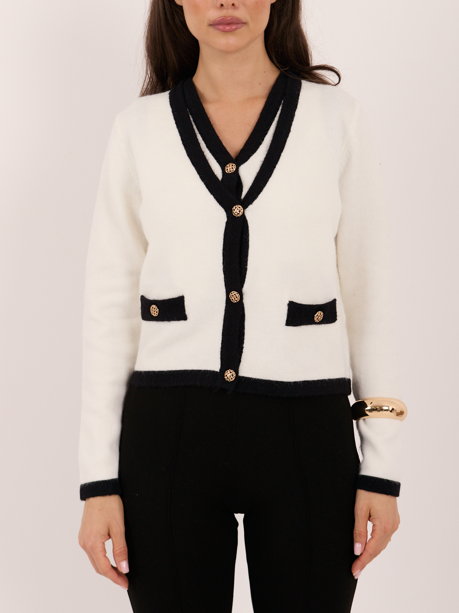 Ecru elegancki sweter 2w1 z kamizelką 