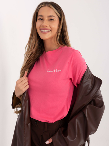 Różowy t-shirt z nadrukiem na plecach SUBLEVEL