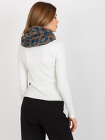Hurt dark beige-sea winter scarf with patterns.