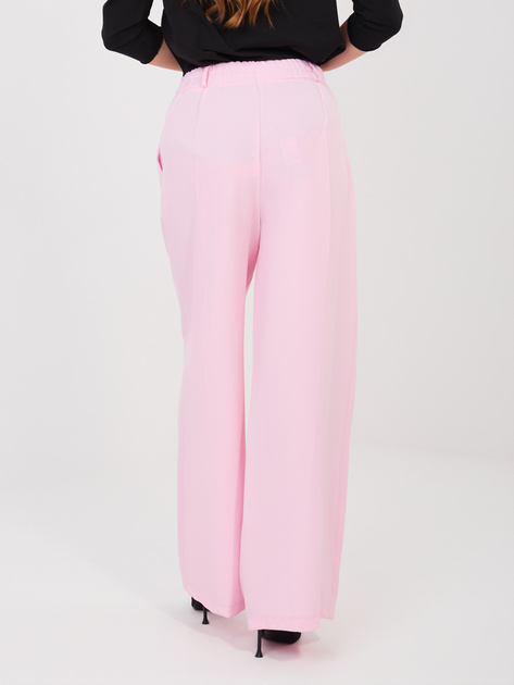 Pastelowe różowe eleganckie spodnie z szeroką nogawką RUE PARIS