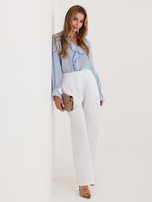 Białe damskie spodnie palazzo z zakładkami RUE PARIS