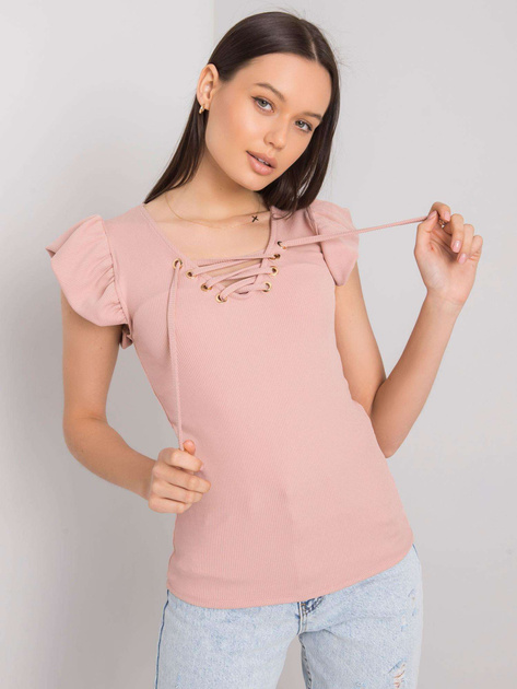 Brudnoróżowa bluzka ze sznurowaniem Waverly