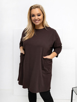 Čokoládová dlouhá blůza plus size z bavlny.