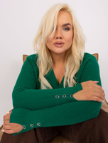 Hurt Ciemnozielony damski sweter plus size z wiskozą