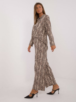 Hurt Beżowo-czarny komplet casualowy we wzory