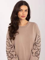 Ciemnobeżowa damska bluza bez kaptura 