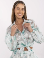 Miętowy dwuczęściowy komplet z haftem