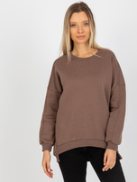 Hurtownia Brązowa dresowa bluza basic z długim rękawem