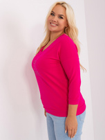 Hurt fuchsia women's blouse plus size with V-neck.