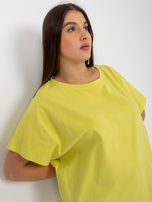 Hurtownia Jasnolimonkowy damski t-shirt plus size o luźnym kroju